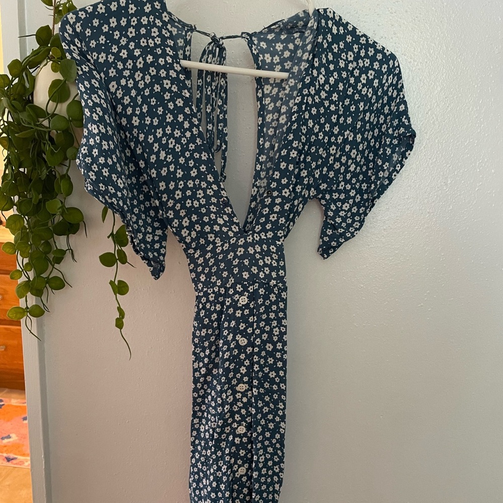 Faithfull the Brand Floral Blue Mini Dress